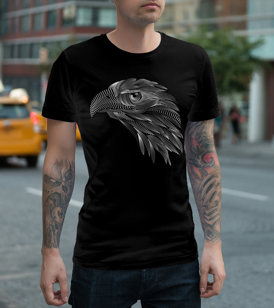 Eagle Head Dot Line Art Sketch Draw T-Shirt