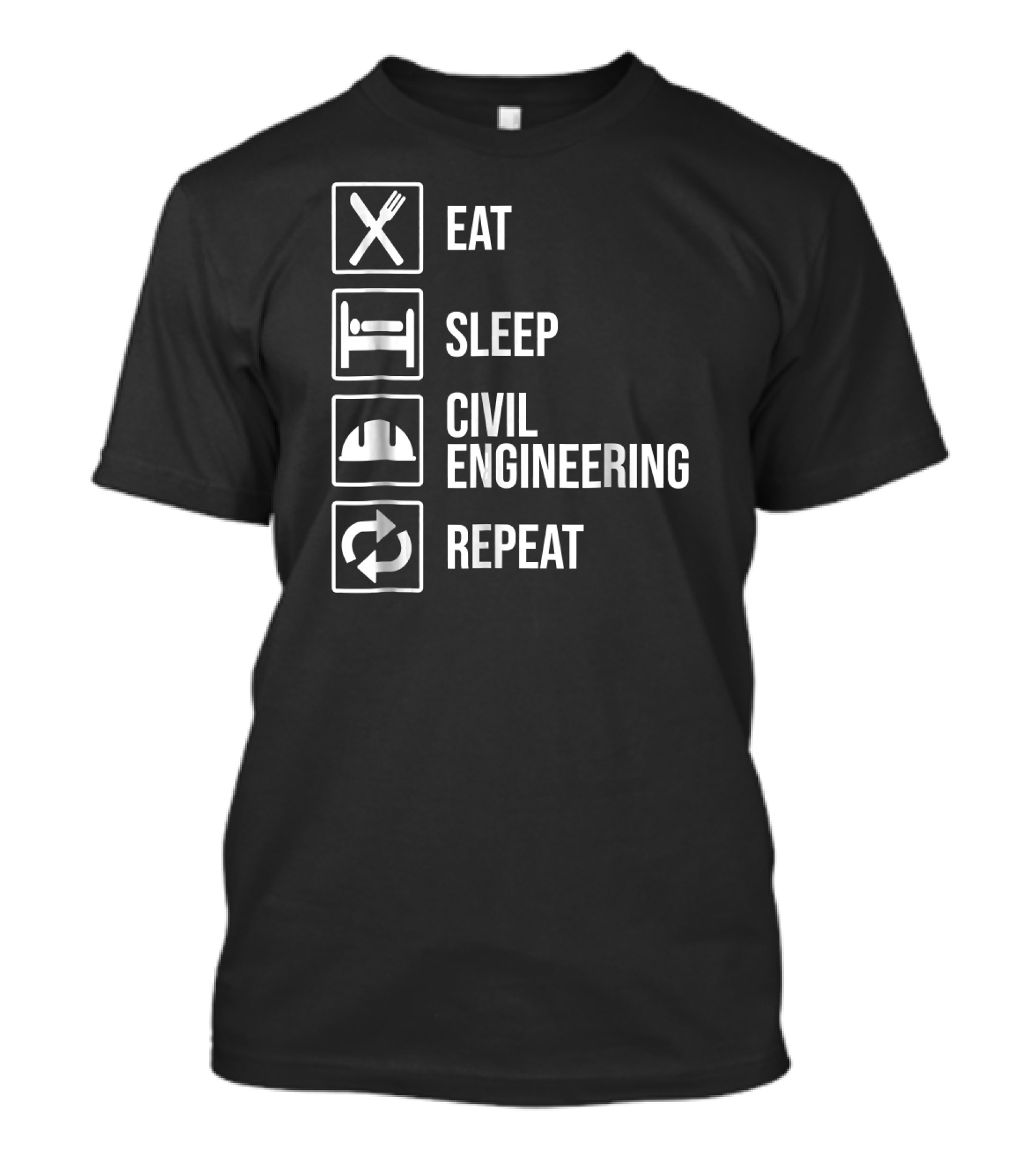 Eat Sleep Civil Engineering Repeat Icons T-Shirt