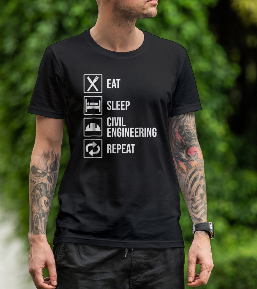 Eat Sleep Civil Engineering Repeat Icons T-Shirt