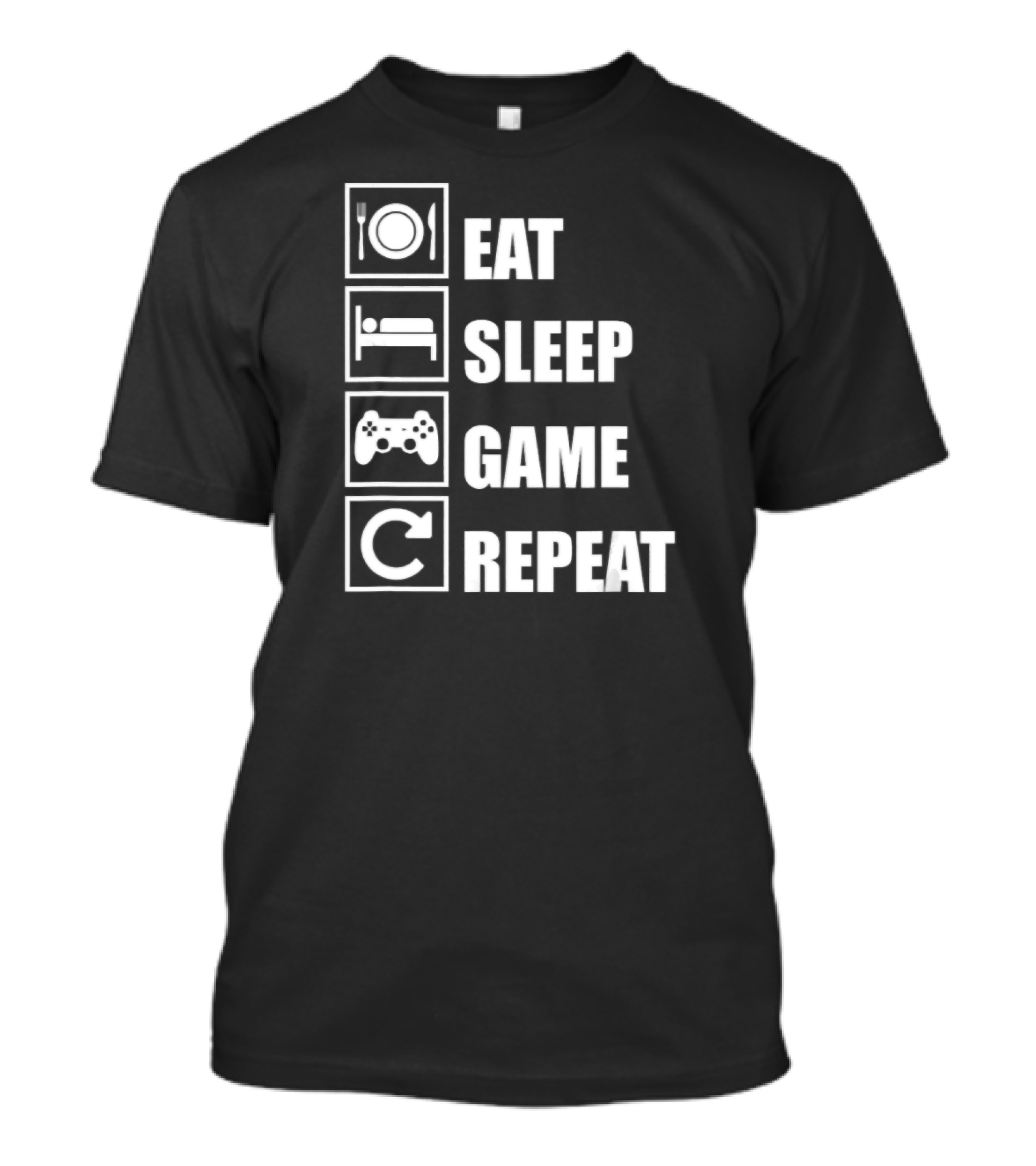Eat Sleep Game Repeat Gamer Controller Plate Bed Cycle T-Shirt