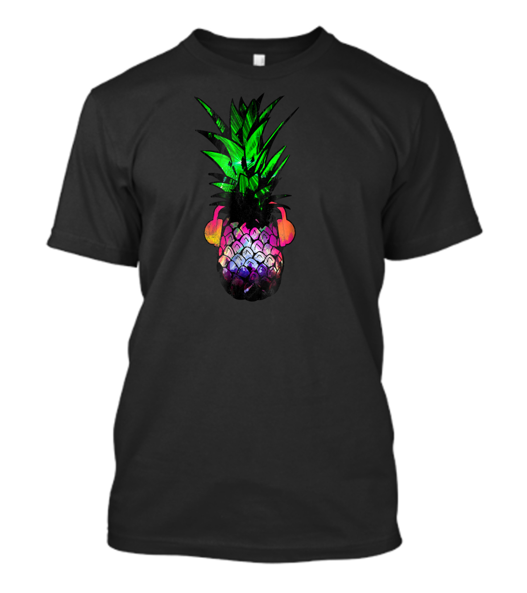 EDM Pineapple Trippy Neon Rave Headphones T-Shirt