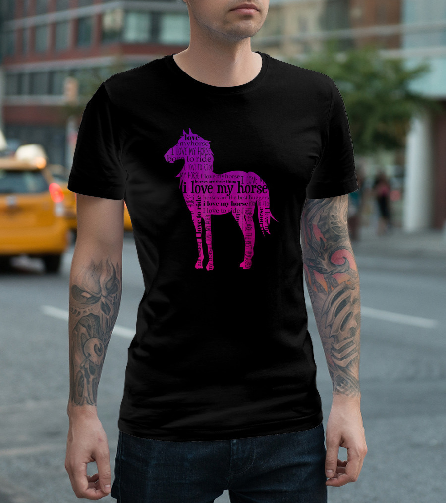 I Love My Horse Born to Ride Equestrian Girls Horseback Riding T-Shirt