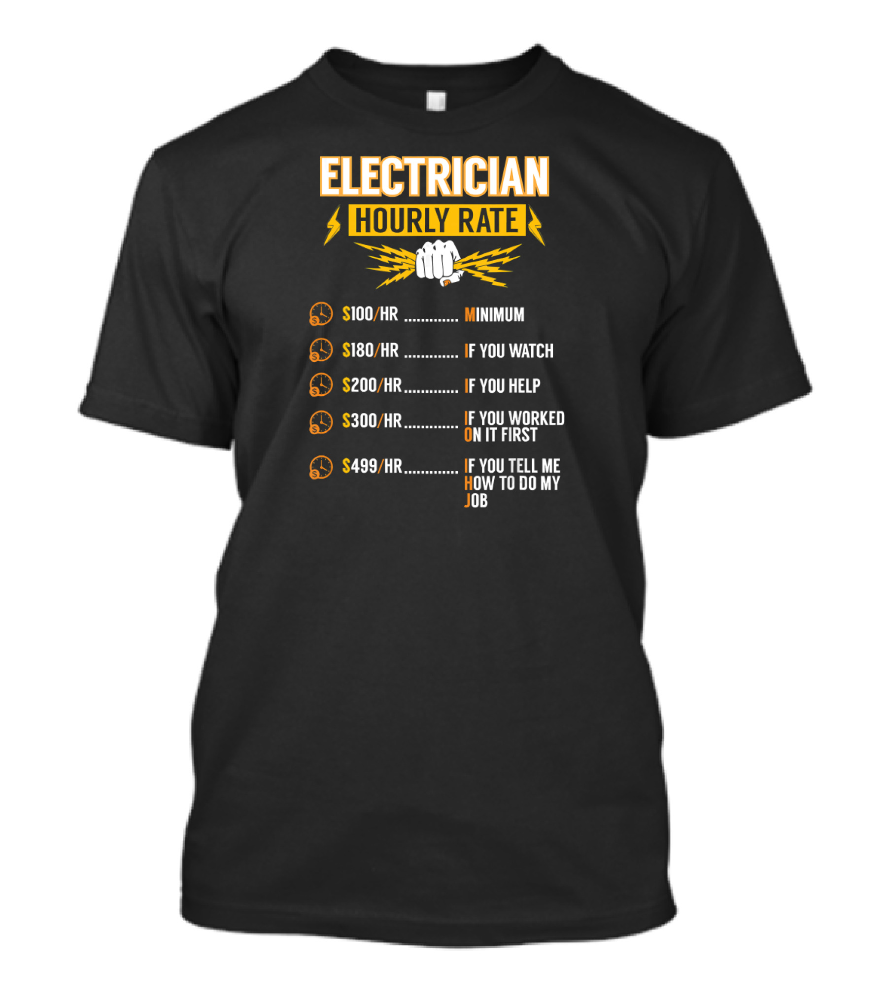 Electrician Hourly Rate Minimum Watch Help Worked Tell Job T-Shirt