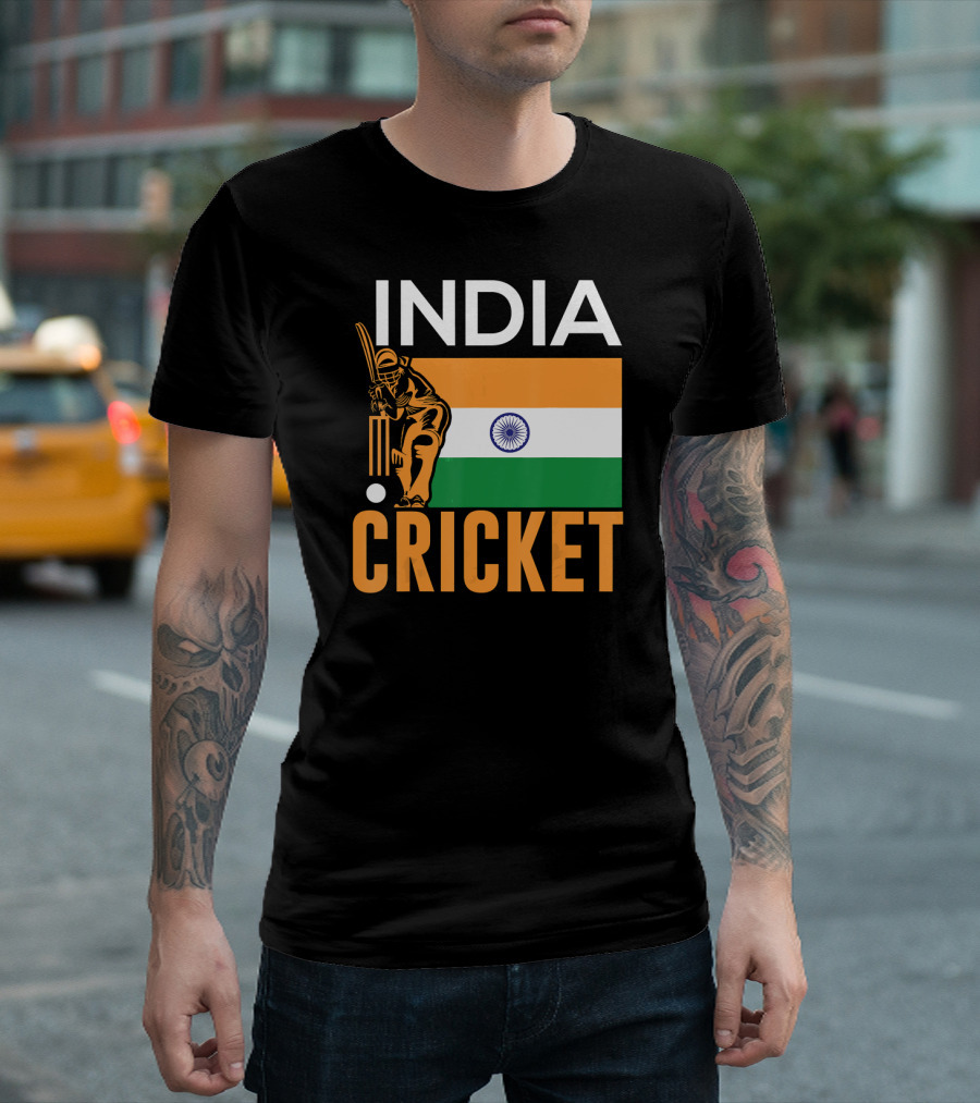 India Cricket Team Indian Cricket Flag T-Shirt