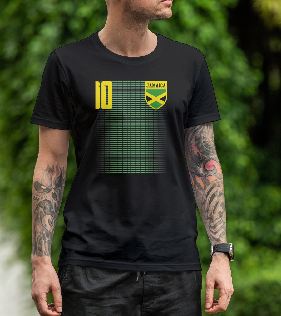 Jamaica Football Soccer Jersey Number 10 With Flag Emblem T-Shirt