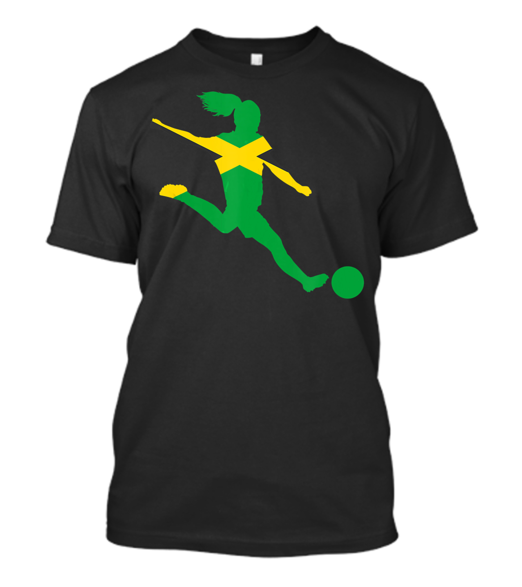Jamaica Women's Football Silhouette With Flag Kick T-Shirt