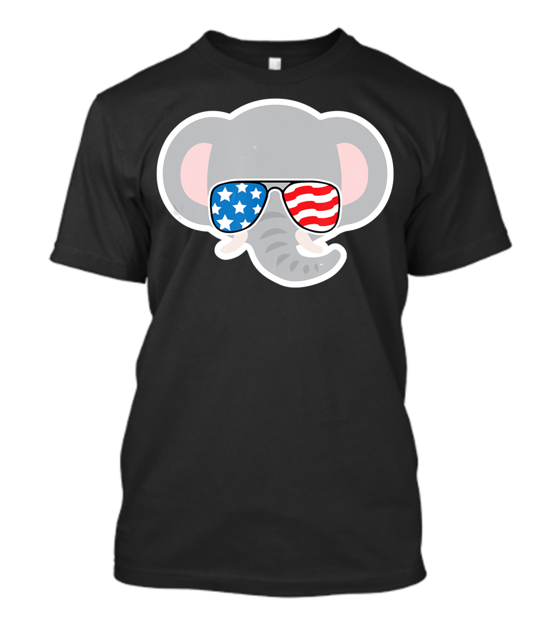 July 4th USA Elephant With American Flag Sunglasses T-Shirt