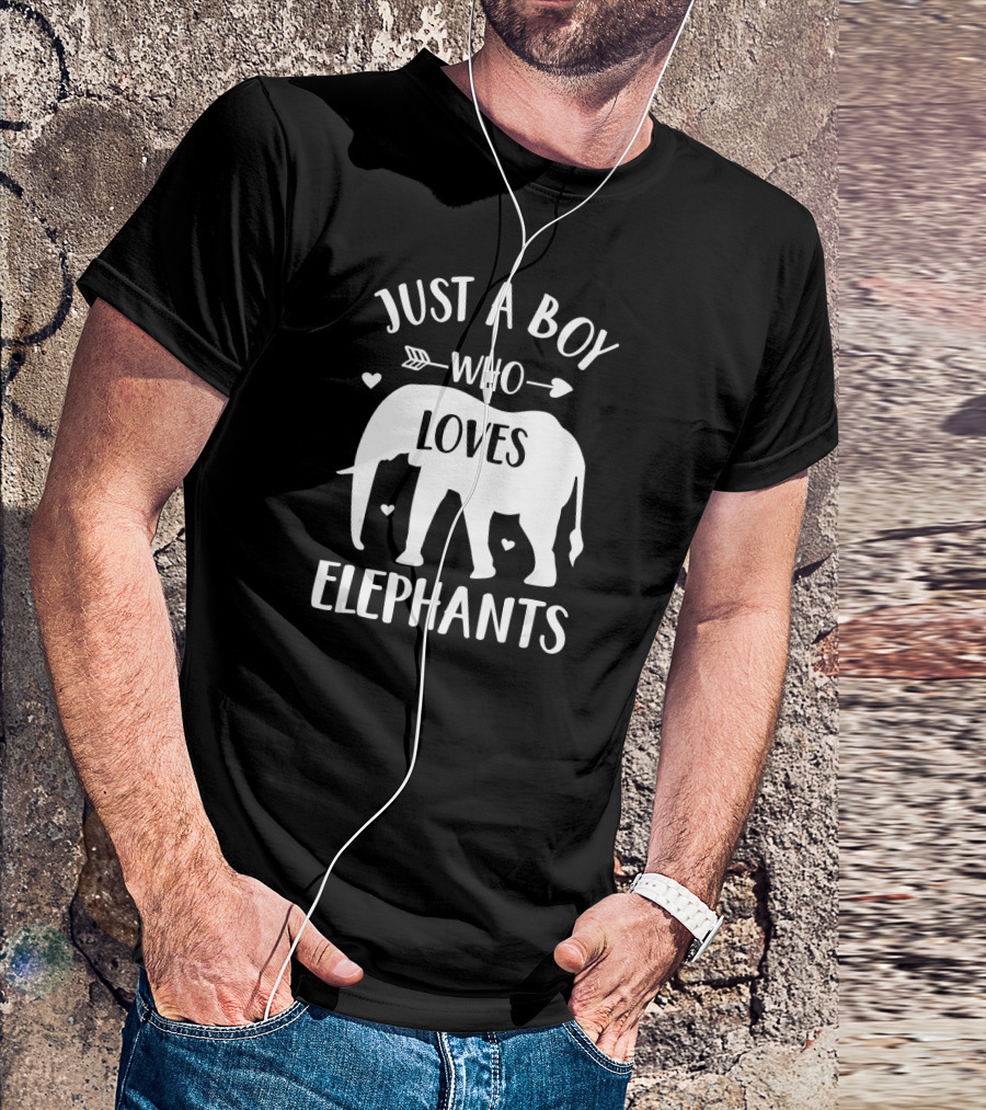 Just A Boy Who Loves Elephants With Hearts And Arrow T-Shirt