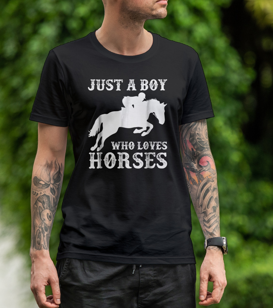 Just A Boy Who Loves Horses Horse Riding T-Shirt