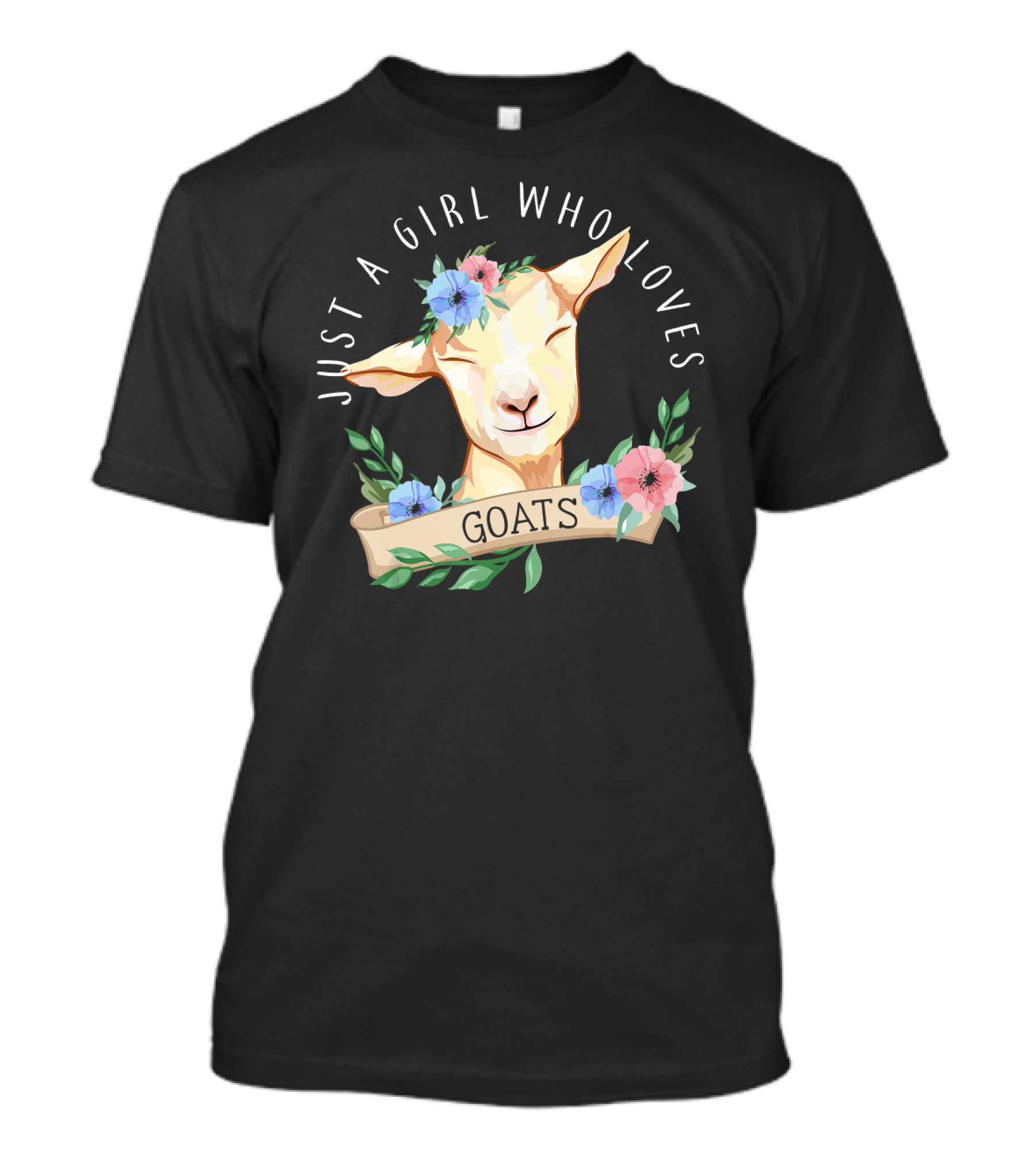 Just A Girl Who Loves Goats With Floral Accents T-Shirt