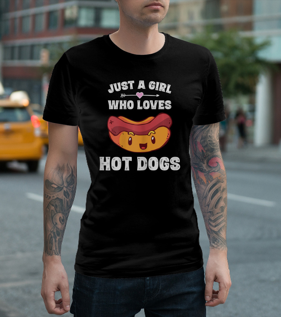 Just A Girl Who Loves Hot Dogs Funny Hot Dog T-Shirt