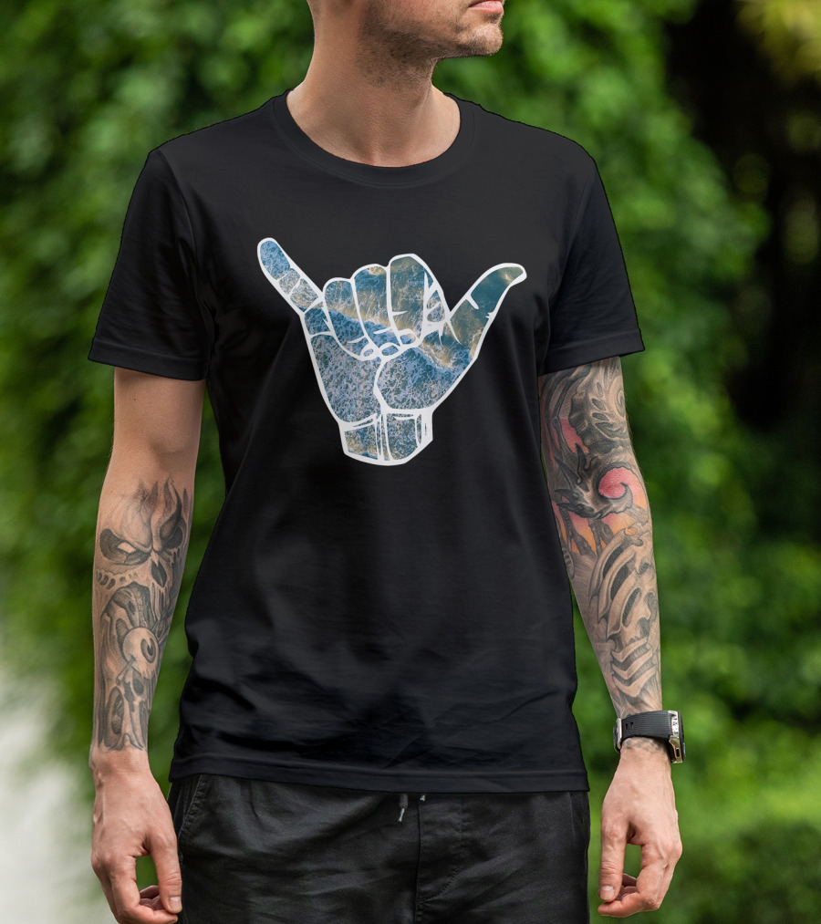 Hang Loose Shaka Surfing Waves Brah T-Shirt