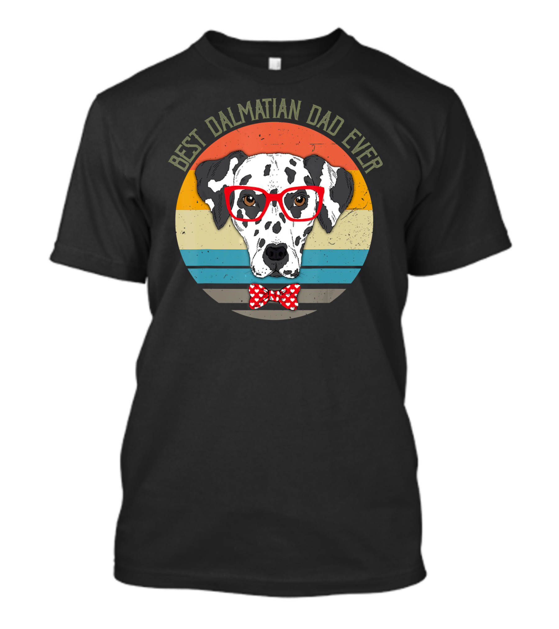 Best Dalmatian Dad Ever Vintage Mens Dog Glasses Bow Tie T-Shirt