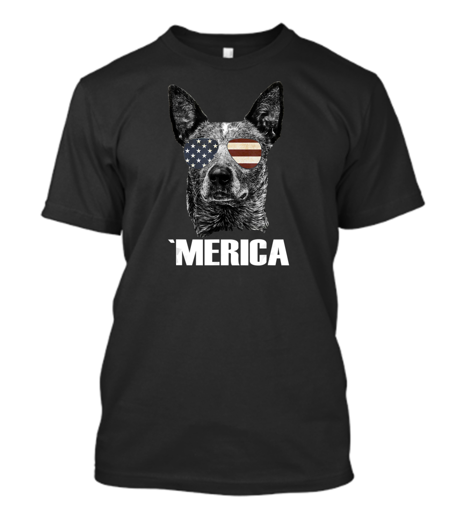 'Merica Australian Cattle Dog With USA Flag Sunglasses T-Shirt
