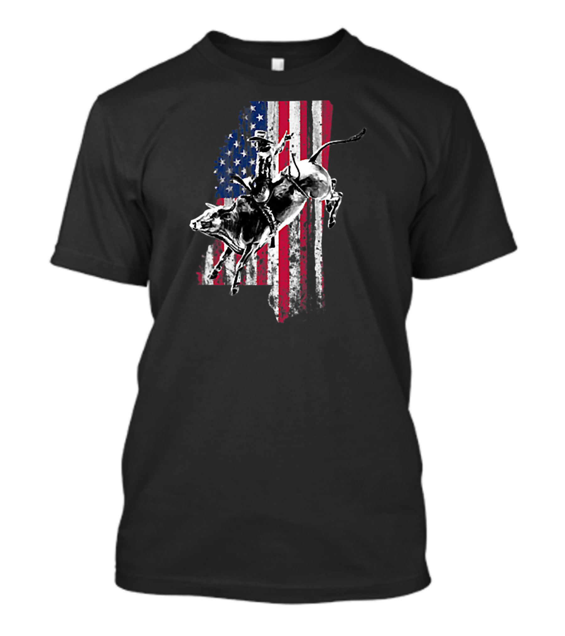 Mississippi Rodeo Cowboy Bull Rider With USA Flag T-Shirt