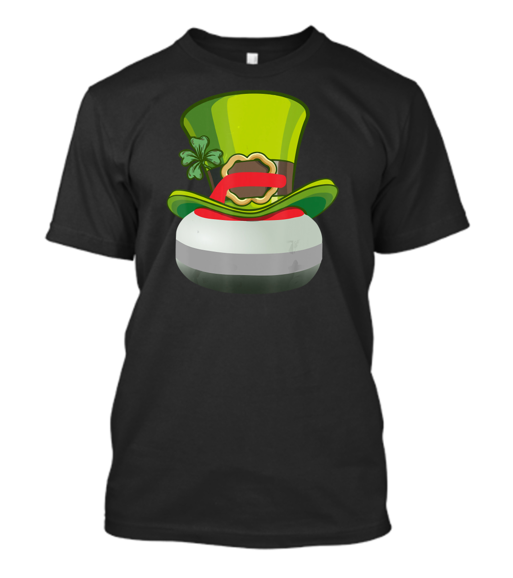 Leprechaun Hat On Curling Stone With Shamrock T-Shirt