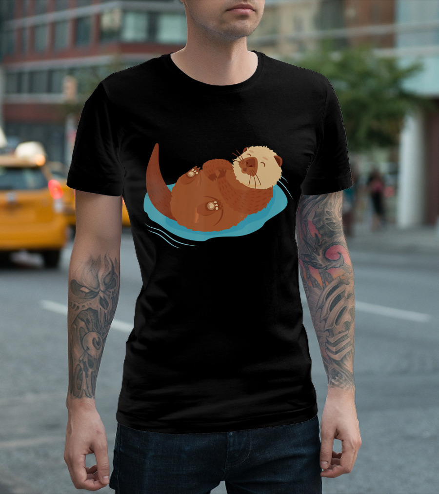 Lucky Sea Otter Floating In Water Kids Dr T-Shirt