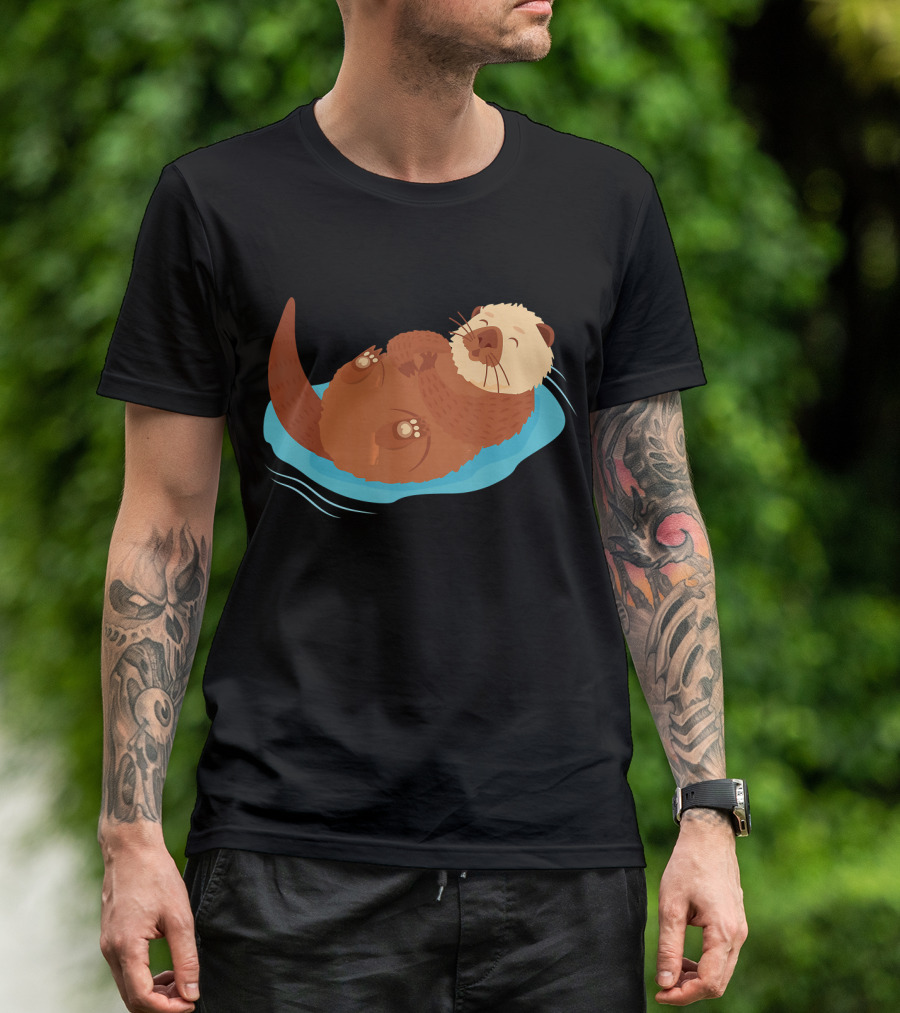 Lucky Sea Otter Floating In Water Kids Dr T-Shirt