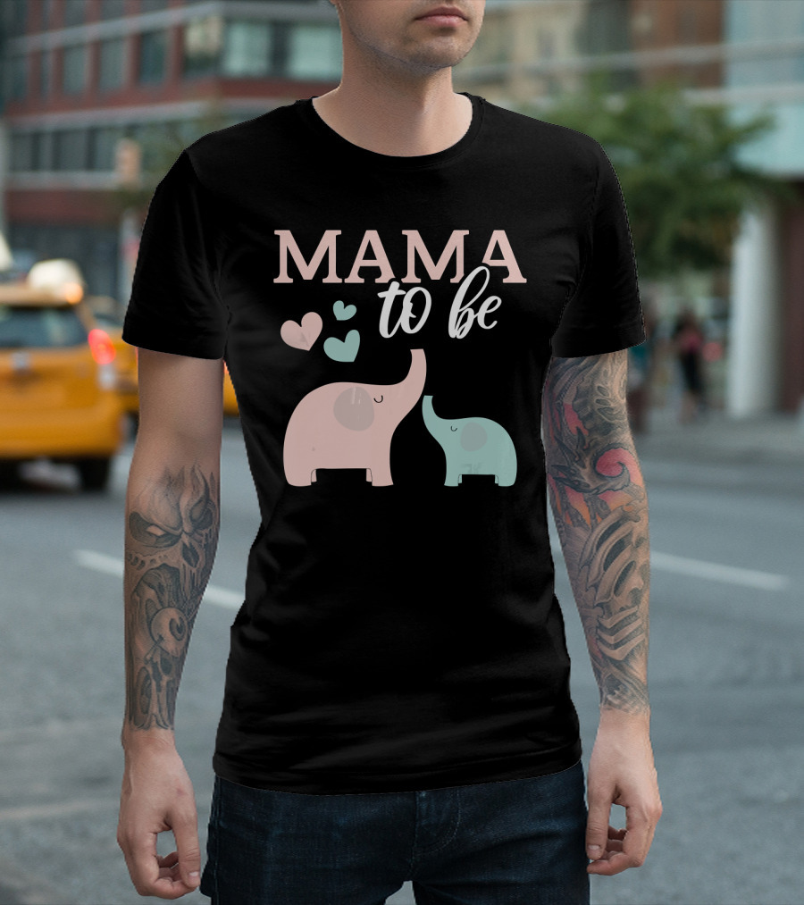 Mama To Be Elephant Hearts Pregnancy Announcement T-Shirt