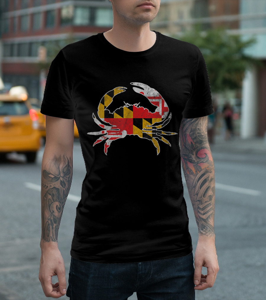 Maryland Vintage Crab Flag State Flag Bl T-Shirt