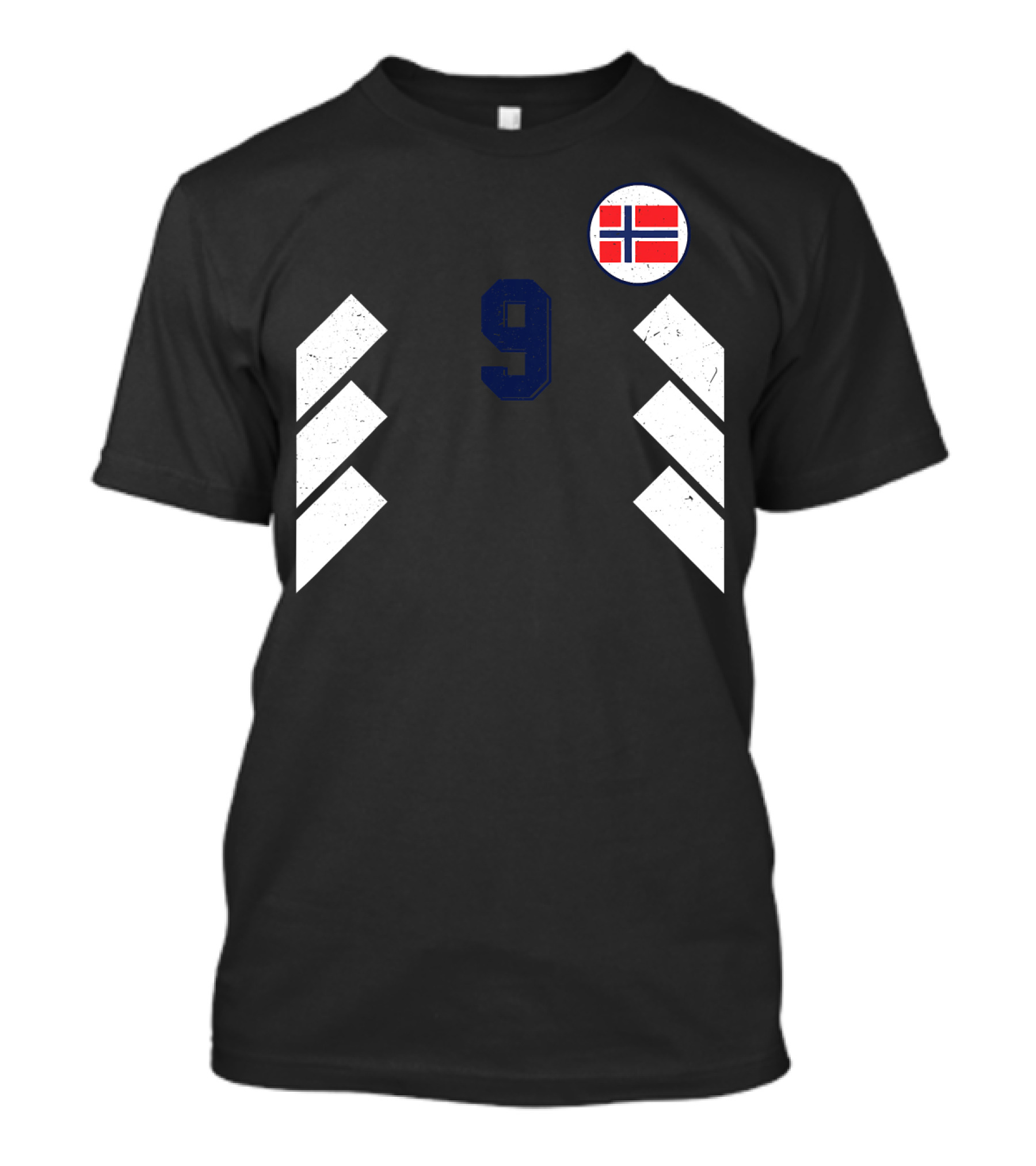 Norway Football Soccer Jersey Norge Number 9 With Flag And Chevron T-Shirt