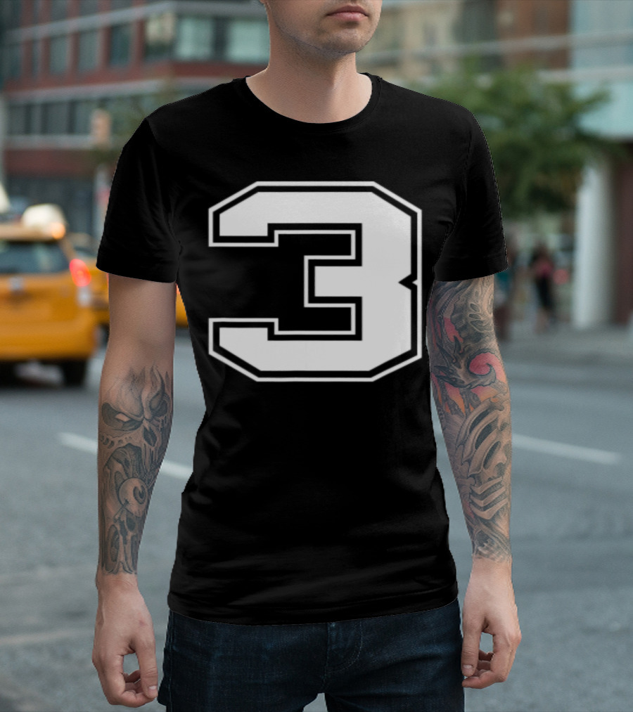 Number 3 Baseball Football Soccer Sports Jersey Number T-Shirt