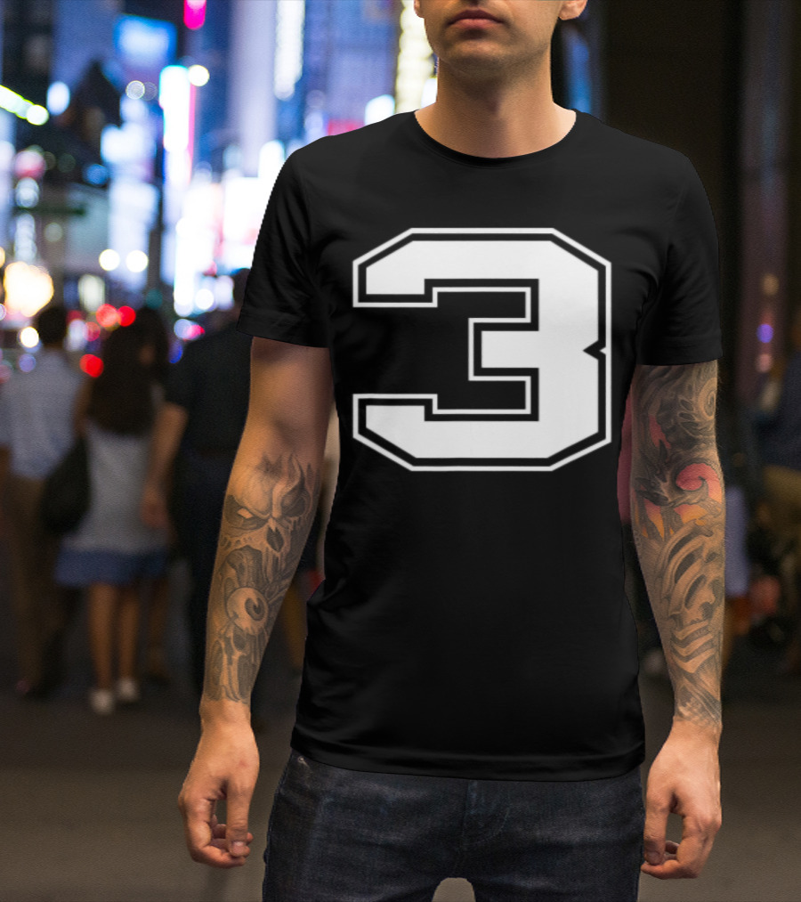Number 3 Baseball Football Soccer Sports Jersey Number T-Shirt