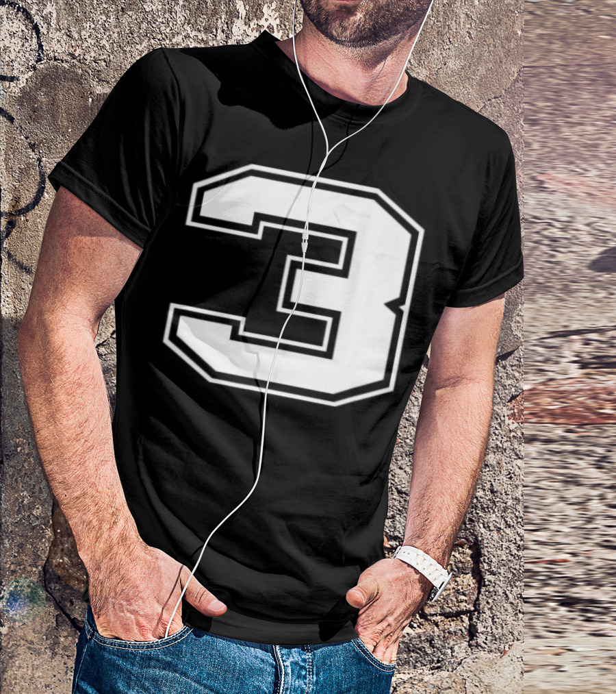 Number 3 Baseball Football Soccer Sports Jersey Number T-Shirt