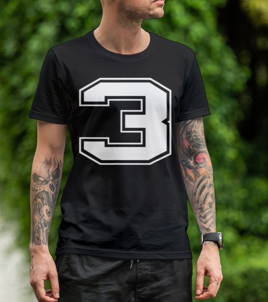 Number 3 Baseball Football Soccer Sports Jersey Number T-Shirt