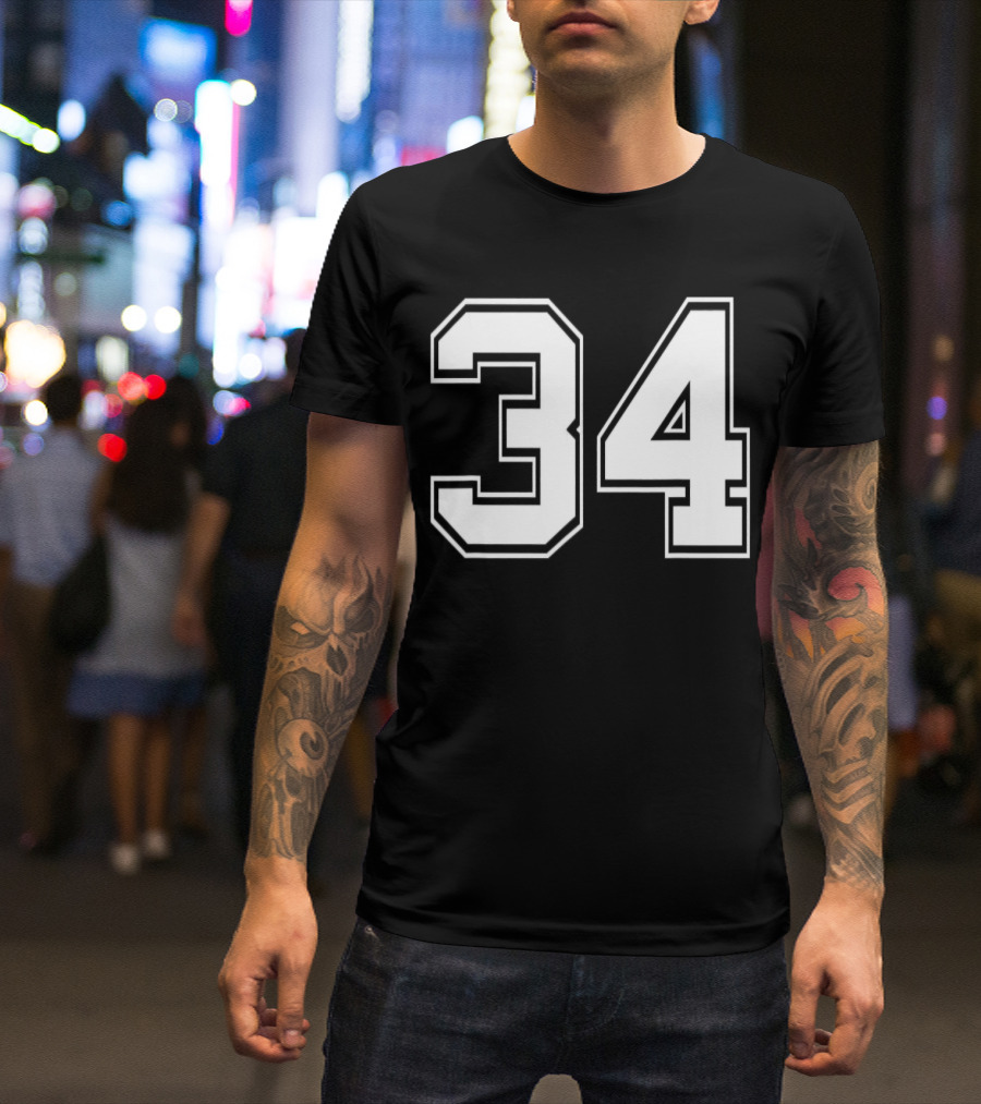 Number 34 Baseball Football Soccer Legend T-Shirt