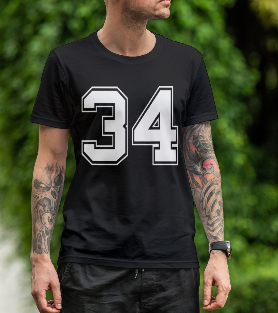 Number 34 Baseball Football Soccer Legend T-Shirt