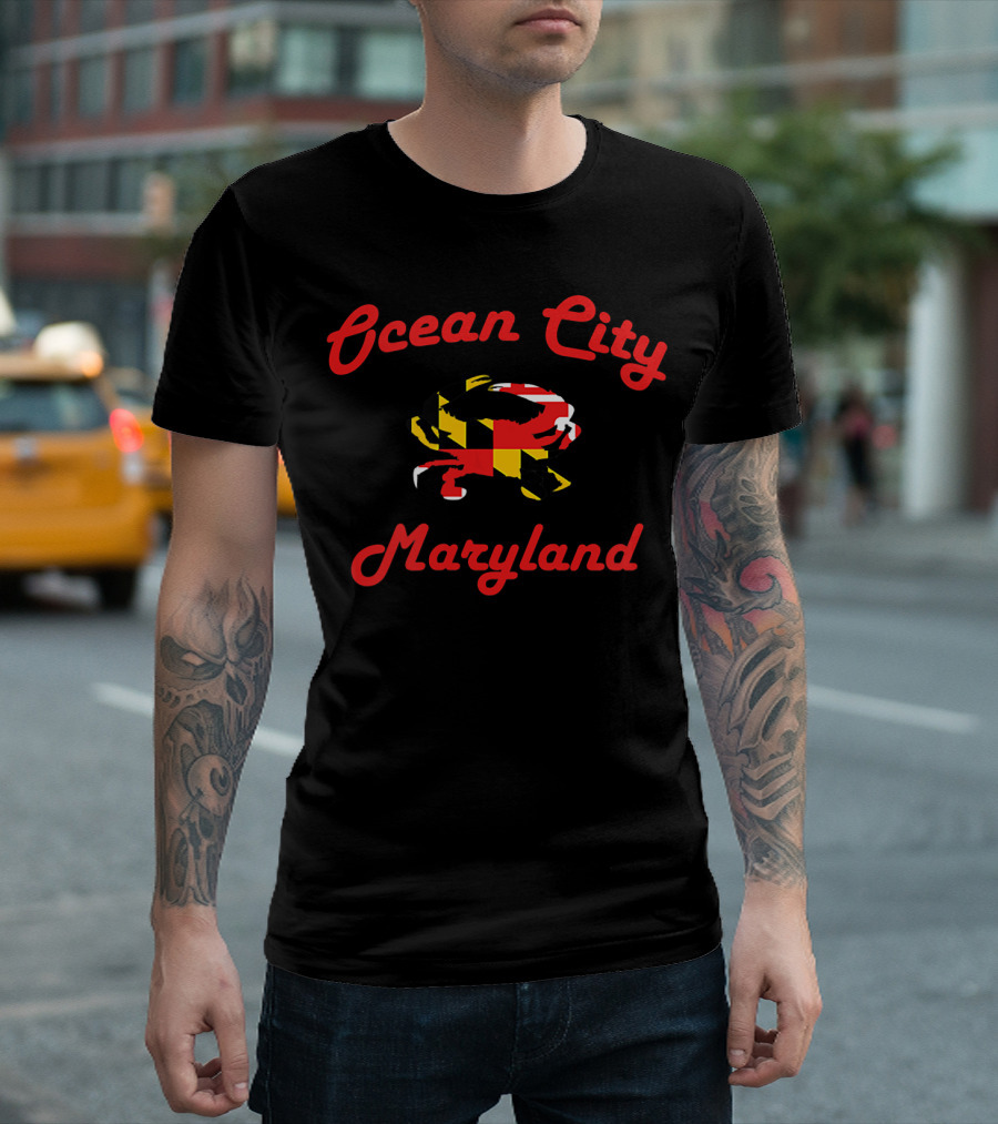 Ocean City Maryland Crab Maryland Flag T-Shirt