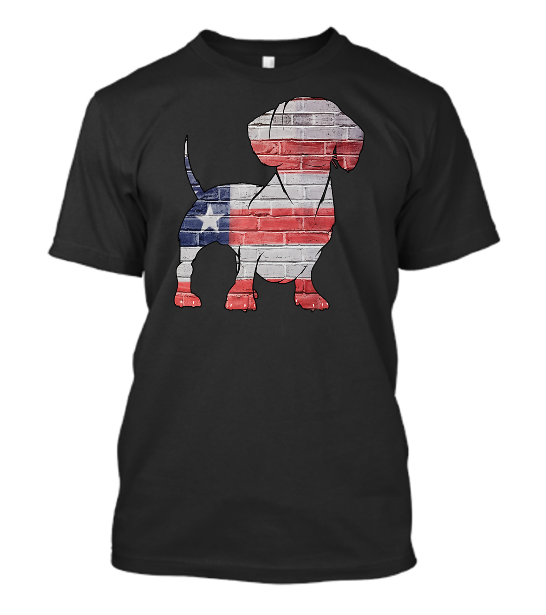 USA Flag Brick Wall Patterned Dachshund T-Shirt