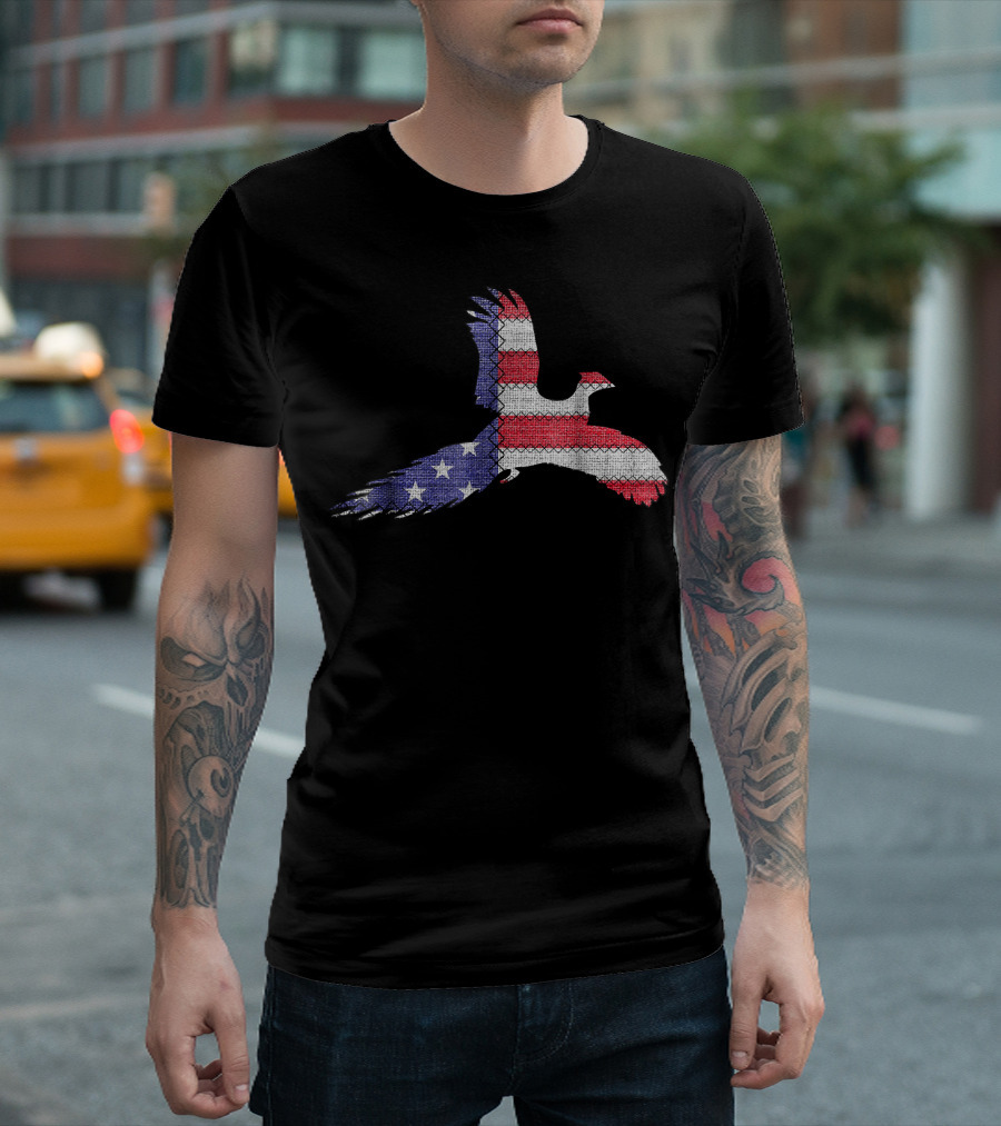 Patriotic Pheasant American Flag T-Shirt