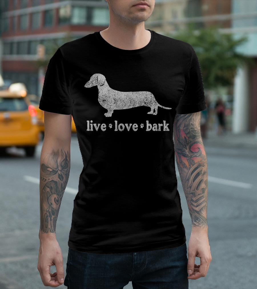 Retro Live Love Bark Dachshund T-Shirt