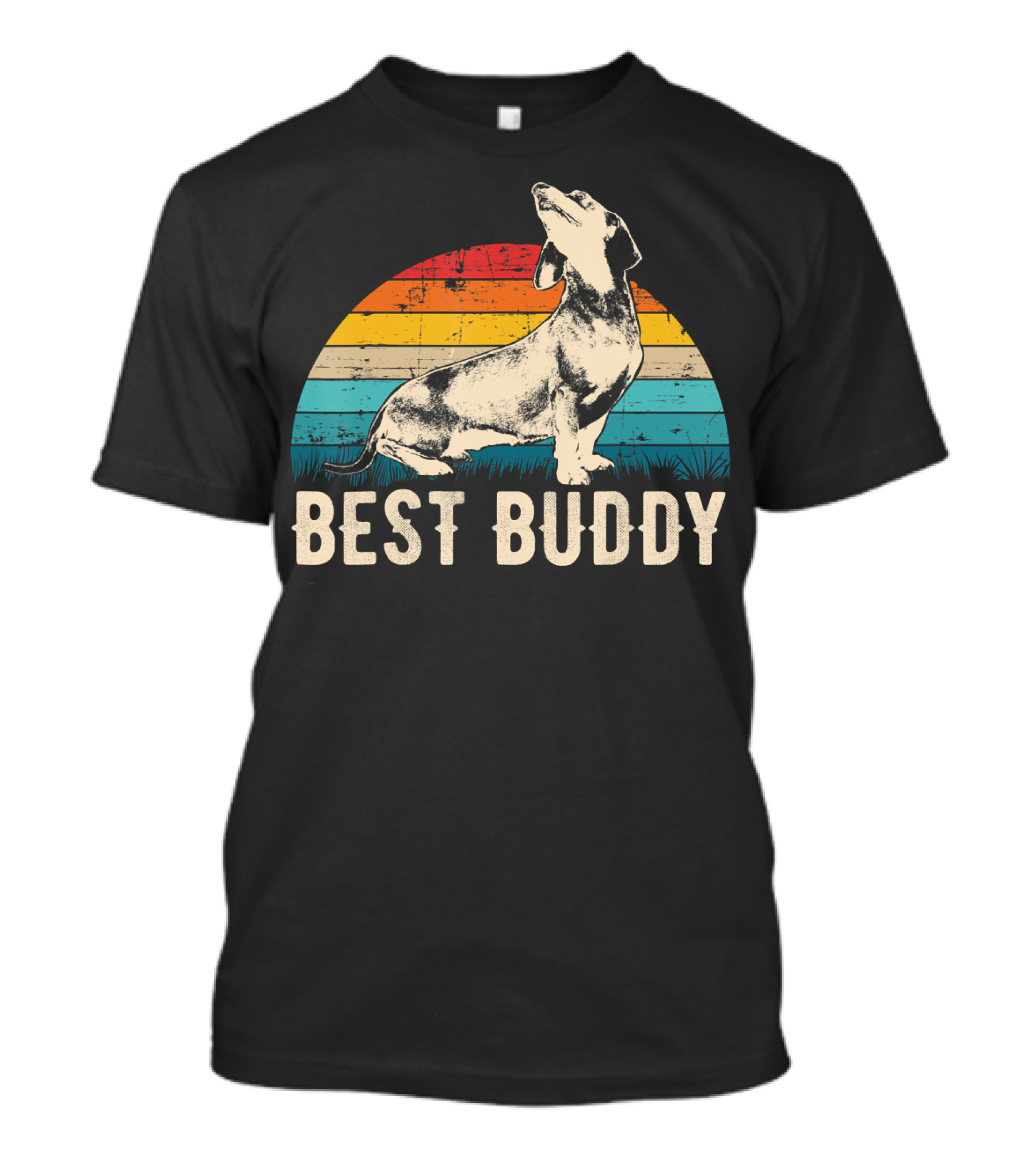 Best Buddy Retro Dachshund Vintage Sunset T-Shirt