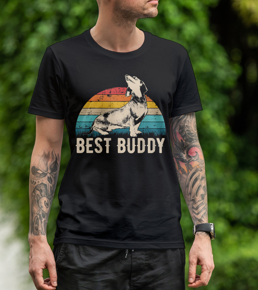 Best Buddy Retro Dachshund Vintage Sunset T-Shirt