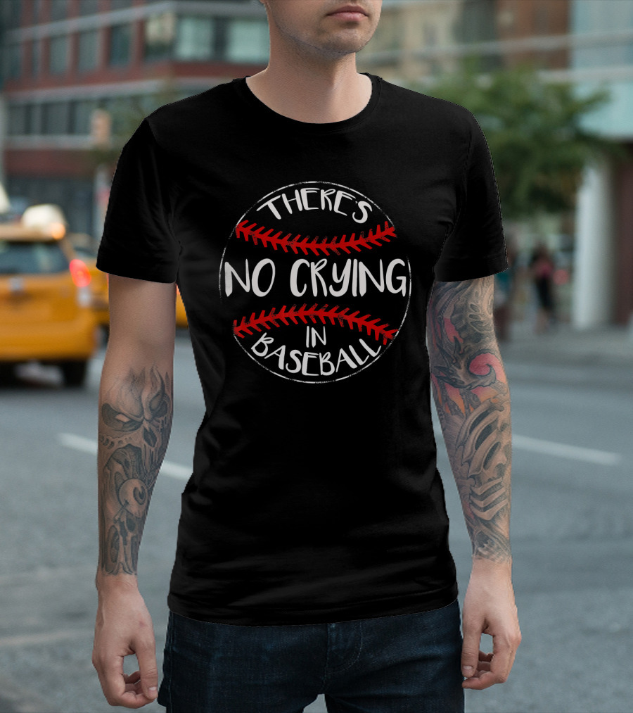 There's No Crying In Baseball Red Stitching Circle T-Shirt
