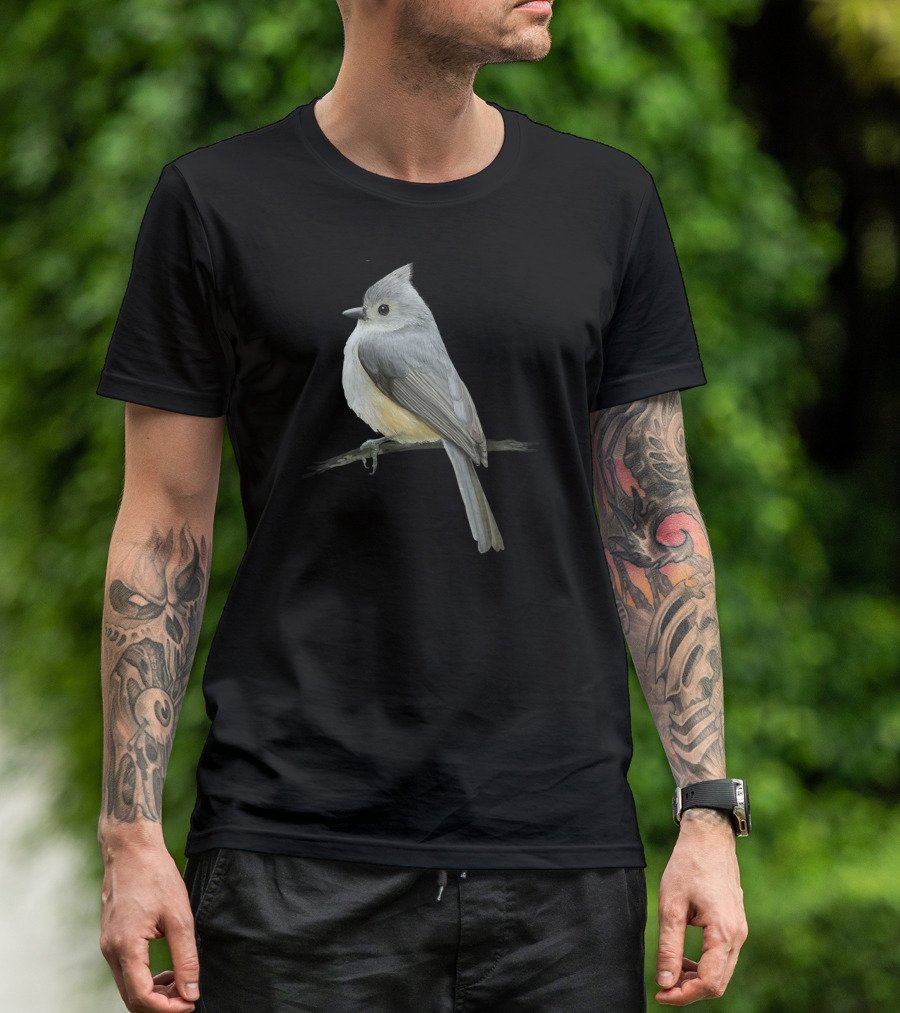 Tufted Titmouse Bird On Branch Wildlife T-Shirt