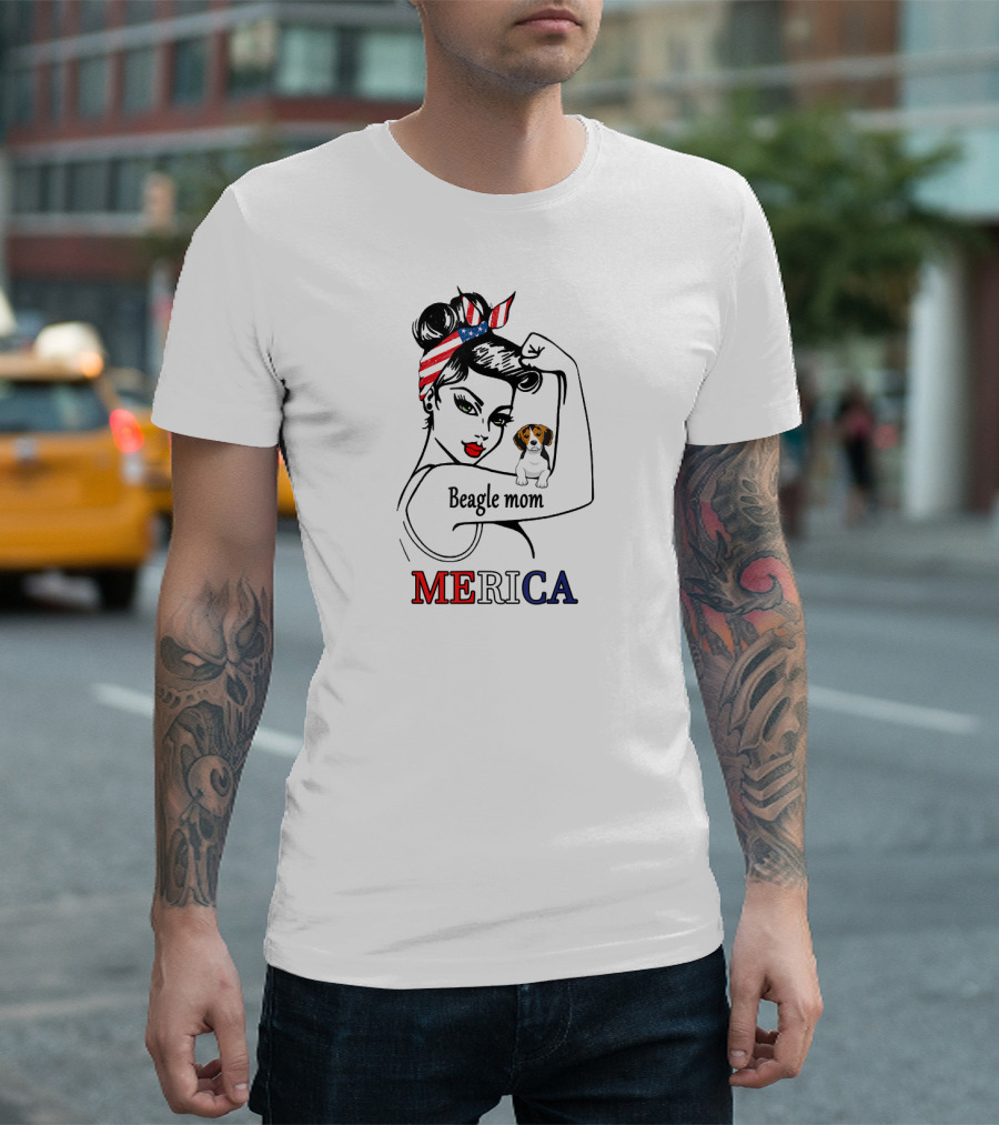 Unbreakable Beagle Mom Merica Bandana USA T-Shirt