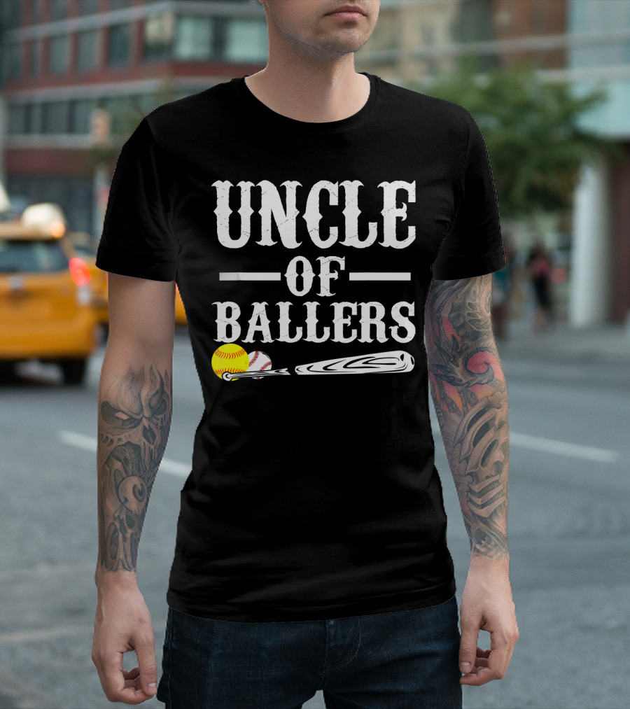 Uncle Of Ballers Baseball Bat Tennis Ball Clipboard T-Shirt