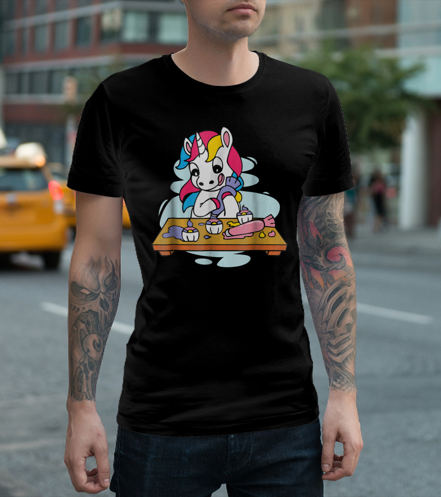 Unicorn Baking Cupcakes Cupcake Magic Baking Fun T-Shirt