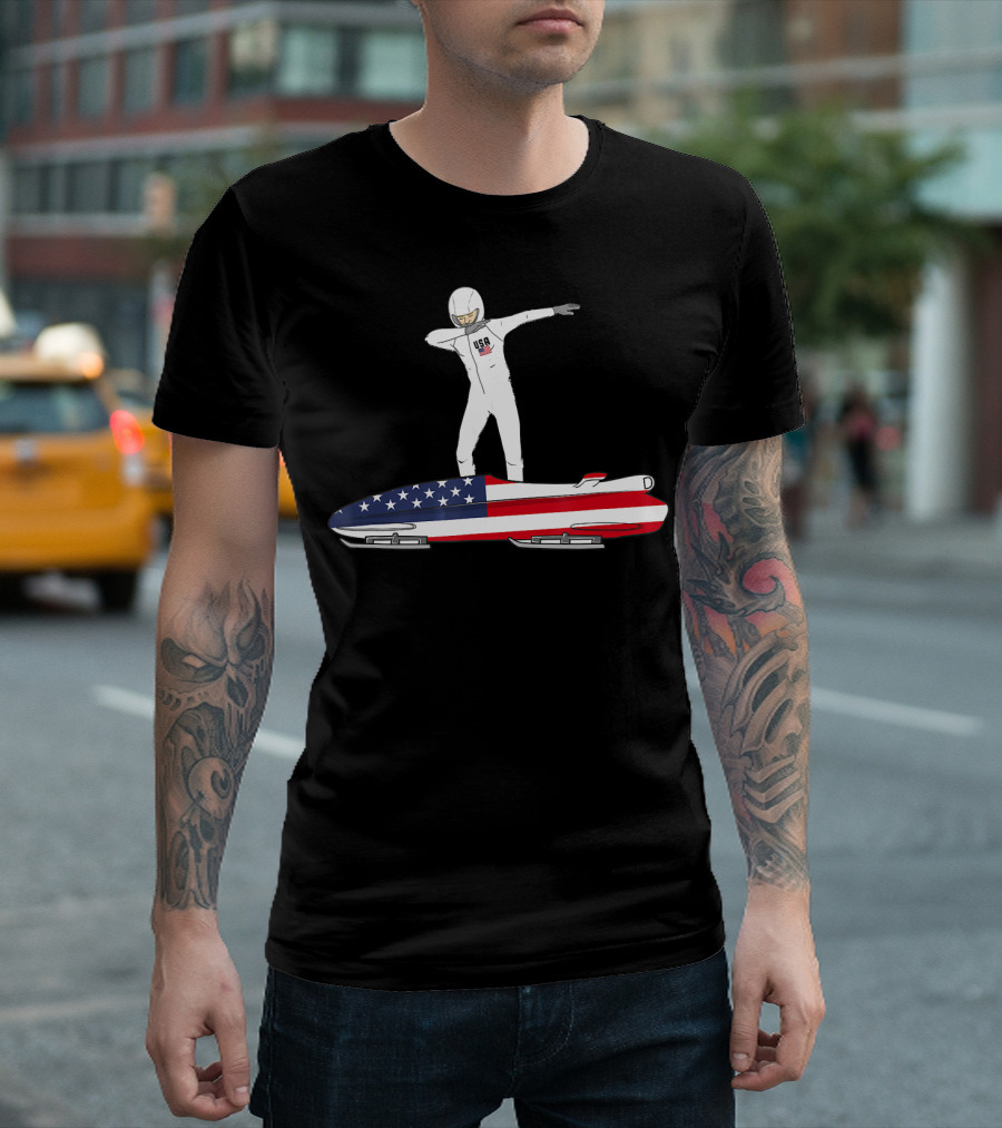 USA Bobsled Dabbing United States Flag Suit T-Shirt