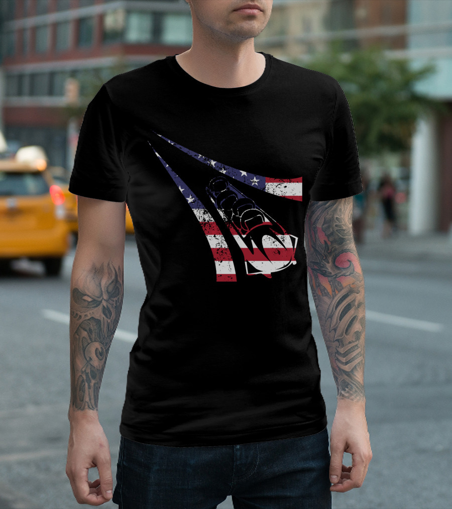 USA American Flag Bobsled Track T-Shirt