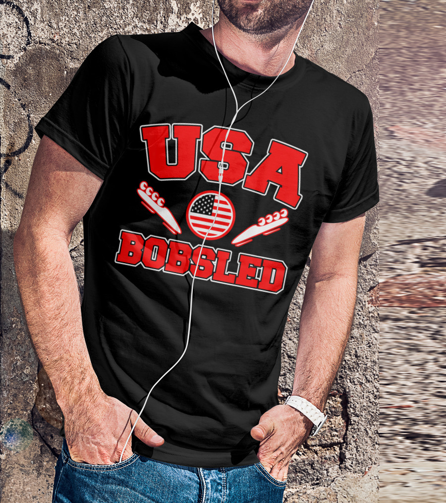 USA Bobsled American Flag Sleds T-Shirt
