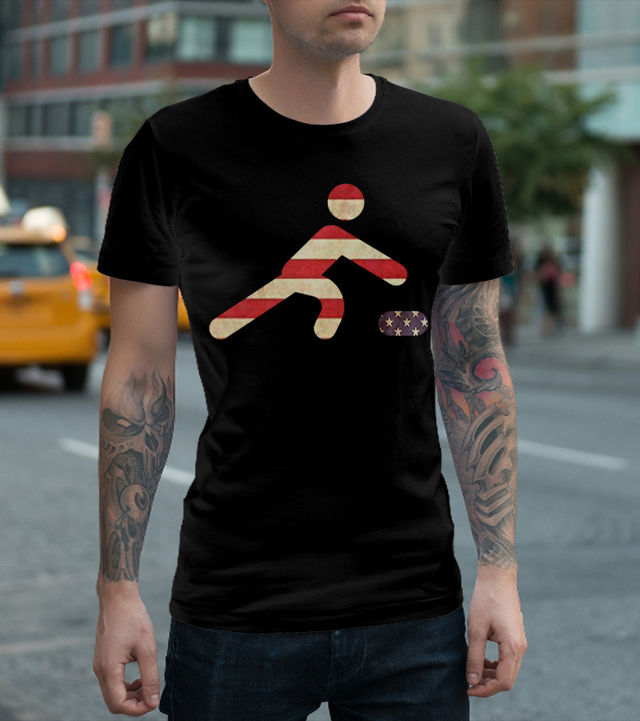 USA Funny Flag Curling American Fan Sports T-Shirt