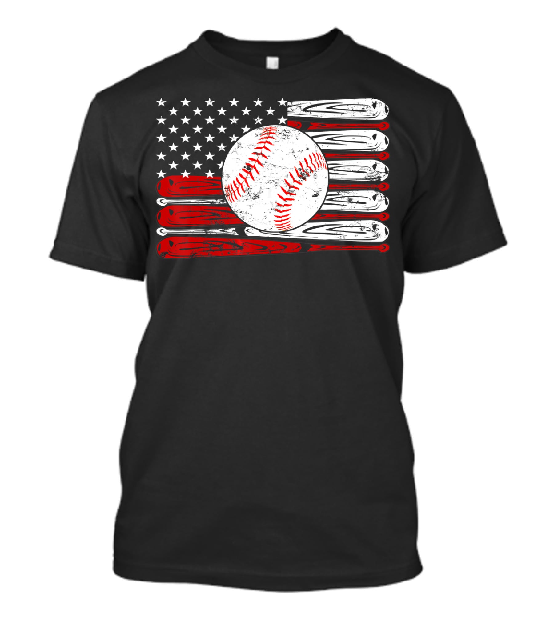 American Flag Vintage Baseball Bat Sports T-Shirt