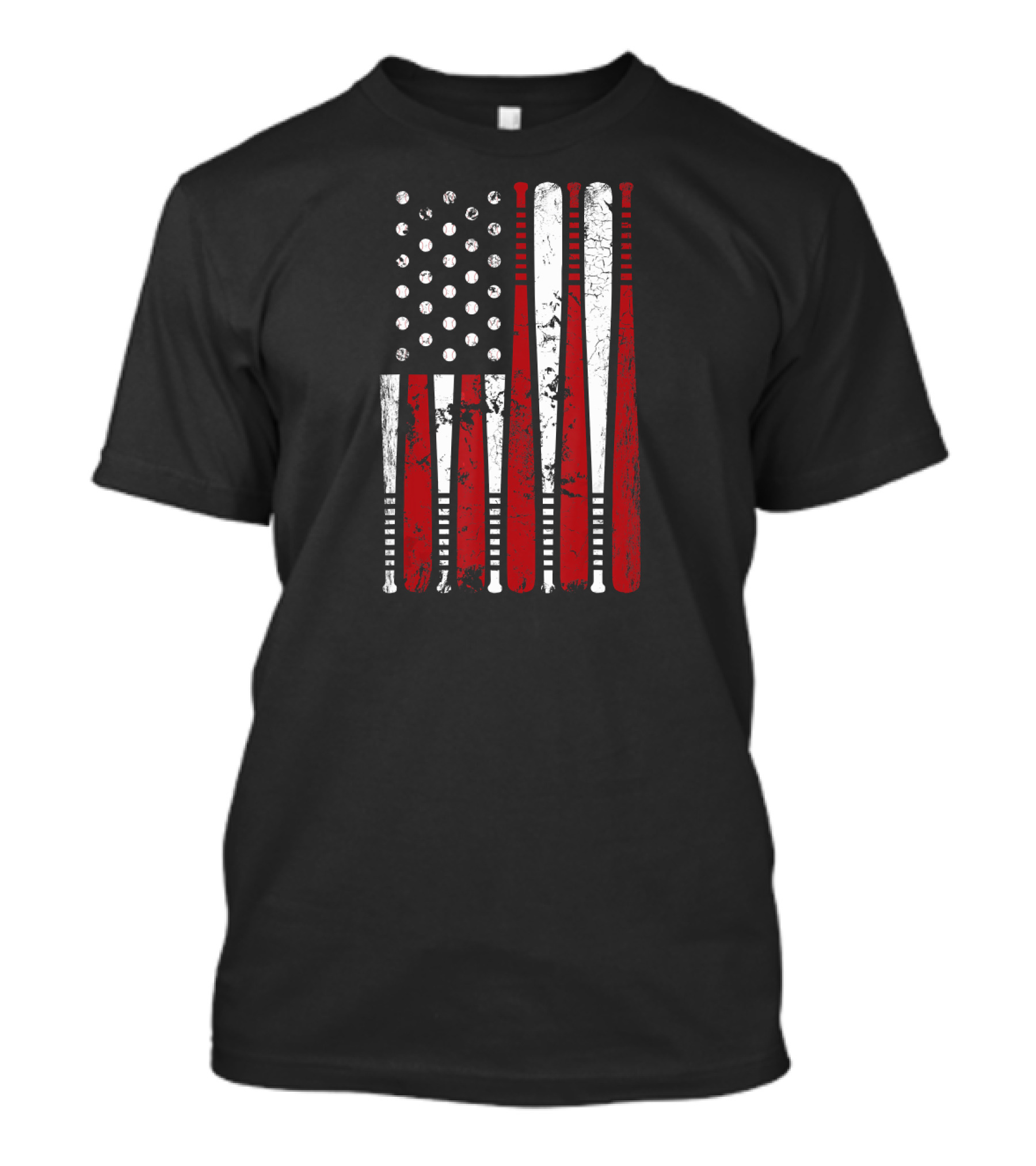 Vintage Baseball Bat Stars And Stripes USA Flag T-Shirt