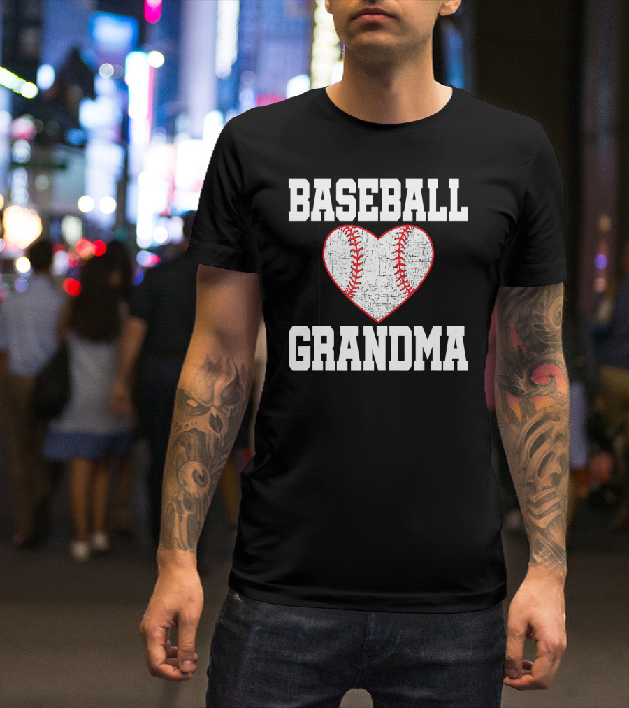 Baseball Grandma Vintage Heart T-Shirt