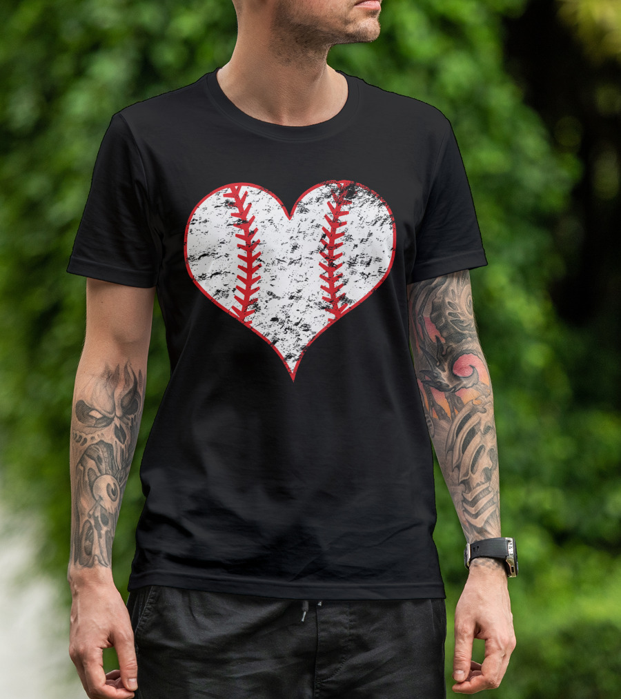 Vintage Heart Shaped Baseball Love T-Shirt